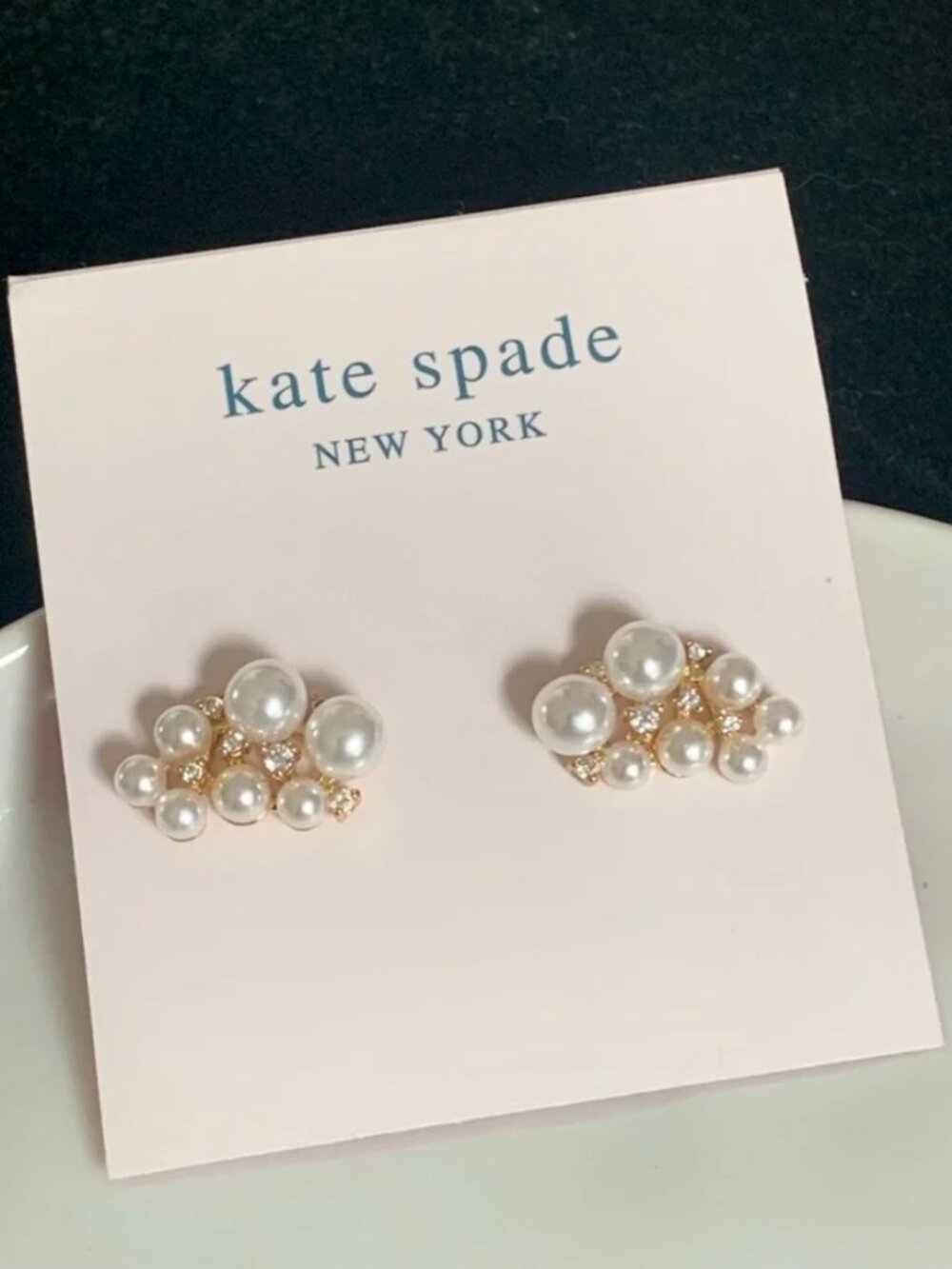 Kate Spade Pearl Cluster Stud Earrings Gold Pearl & Crystal Statement Earrings